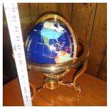 HEAVY GEMSTONE GLOBE ON BRASS STAND / RR HEAVY GEMSTONE GLOBE ON BRASS STAND / RR