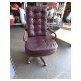 HIGH BACK BURGANDY LEATHER DESK CHAIR 44' T HIGH BACK BURGANDY LEATHER DESK CHAIR 44' T