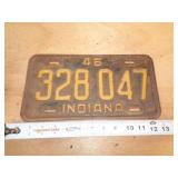 1946  INDIANA LICENSE PLATE
