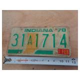 1978  INDIANA LICENSE PLATE