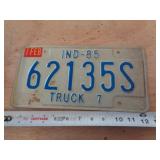 1985  INDIANA LICENSE PLATE