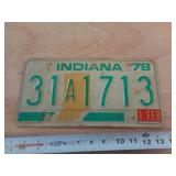1978  INDIANA LICENSE PLATE