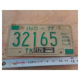 1977  INDIANA LICENSE PLATE