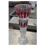 RED PANEL CRYSTAL BUD VASE 7'T