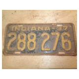 1937 INDIANA LICENSE PLATE