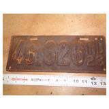 1923  INDIANA LICENSE PLATE