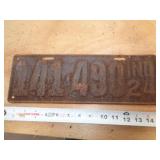 1924  INDIANA LICENSE PLATE