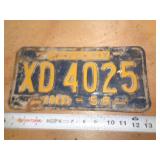1958  INDIANA LICENSE PLATE