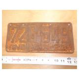 1929  INDIANA LICENSE PLATE