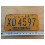 1959  INDIANA LICENSE PLATE