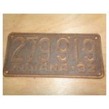 1932 INDIANA LICENSE PLATE