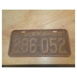 1933 INDIANA LICENSE PLATE