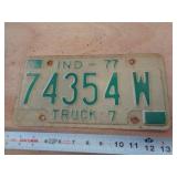 1977  INDIANA LICENSE PLATE