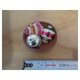POTTERY BOWL & 3 SHINY BRITE ORNAMENTS