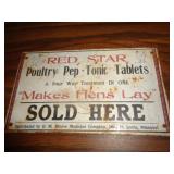 METAL SIGN 4' X 6 1/2' RED STAR POULTRY PEP