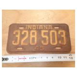 1945  INDIANA LICENSE PLATE