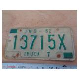 1982  INDIANA LICENSE PLATE