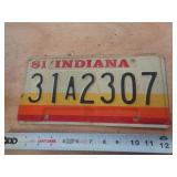 1981  INDIANA LICENSE PLATE