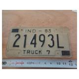 1983  INDIANA LICENSE PLATE