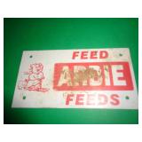 METAL SIGN 2 1/2' X 5' ARBIE FEEDS