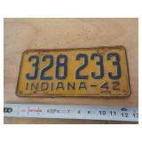 1942  INDIANA LICENSE PLATE