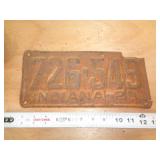1929  INDIANA LICENSE PLATE