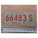 1984  INDIANA LICENSE PLATE