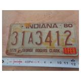 1980  INDIANA LICENSE PLATE