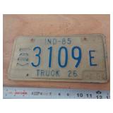 1985  INDIANA LICENSE PLATE