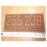 1930  INDIANA LICENSE PLATE