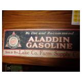 METAL SIGN 5 1/2' X 16' ALADDIN GASOLINE