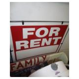 FOR RENT SIGN W FRAME / LW