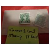 19 - CANADIAN ONE CENT STAMPS