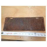 1920  INDIANA LICENSE PLATE
