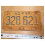 1947  INDIANA LICENSE PLATE