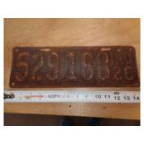 1926  INDIANA LICENSE PLATE