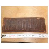 1921  INDIANA LICENSE PLATE