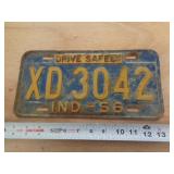 1956  INDIANA LICENSE PLATE