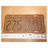 1935  INDIANA LICENSE PLATE