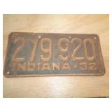 1932 INDIANA LICENSE PLATE