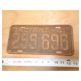 1941  INDIANA LICENSE PLATE