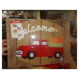 WOOD SIGN RED TRUCK WOOD SIGN RED TRUCK