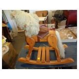 WOOD ROCKING HORSE APPROX 2' T WOOD ROCKING HORSE APPROX 2' T
