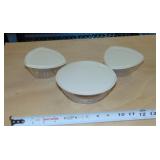 3 - SMALL LONGABERGER COVERED BOWLS