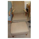 STRIPPED CHAIR W MATCHING FOOT STOOL / RW