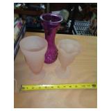 PINK SATIN GLASS & PURPLE GLASS PINK SATIN GLASS & PURPLE GLASS