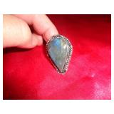 GERMAN SILVER RING - LABRODORITE SZ 6