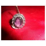 GERMAN SILVER RING - AMETHYST SZ 7
