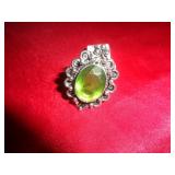 GERMAN SILVER RING - PERIDOT SZ 8