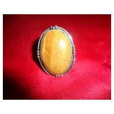 GERMAN SILVER RING - TIGER EYE SZ 6